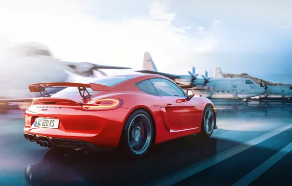 Красный, Авто, Машина, Cayman, Red, Porsche Cayman, Aircraft, Porsche Cayman GT4