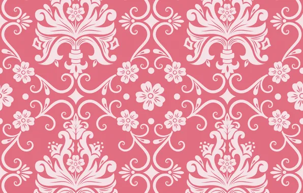 Цветы, фон, розовый, узор, орнамент, style, винтаж, ornament