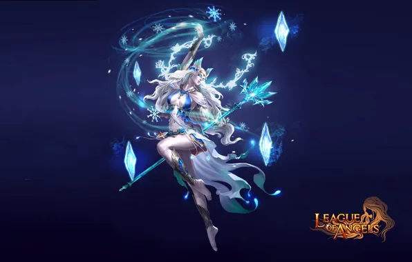 Девушка, магия, кристаллы, League of Angels