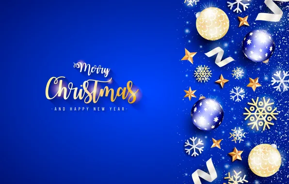 Шарики, снежинки, фон, шары, Рождество, Новый год, звёздочки