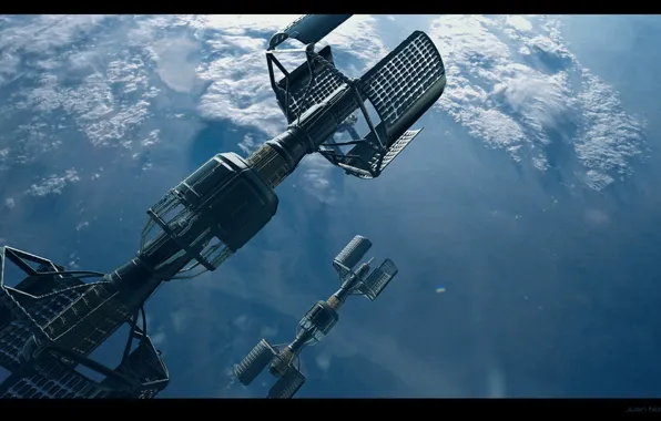 Планета, космические корабли, final, space art