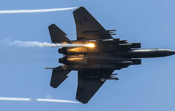 Картинка ВВС США, истребитель-бомбардировщик, F-15E, Strike Eagle, McDonnell Douglas, американский двухместный
