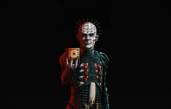 Минимализм, Фон, Art, Horror, Персонаж, Pinhead, Пинхед, by Sergey Kruglov