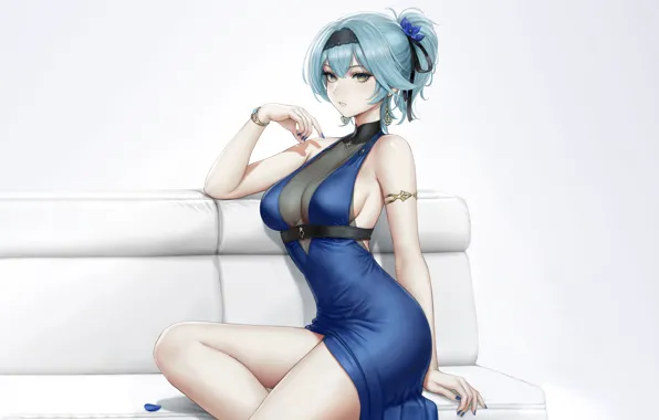 Girl, sexy, cleavage, long hair, dress, boobs, anime, beautiful