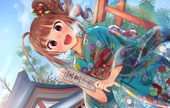 Аниме, девочка, юката, IdolM@ster