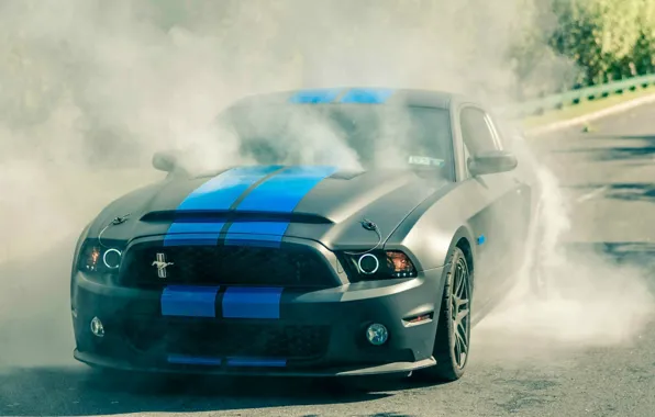 Картинка дым, Mustang, burnout