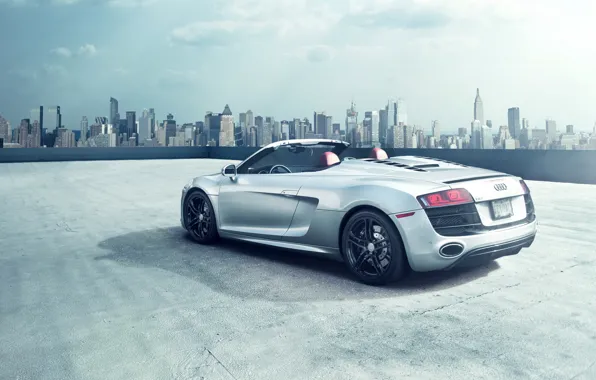 Картинка car, город, ауди, родстер, audi r8, New York