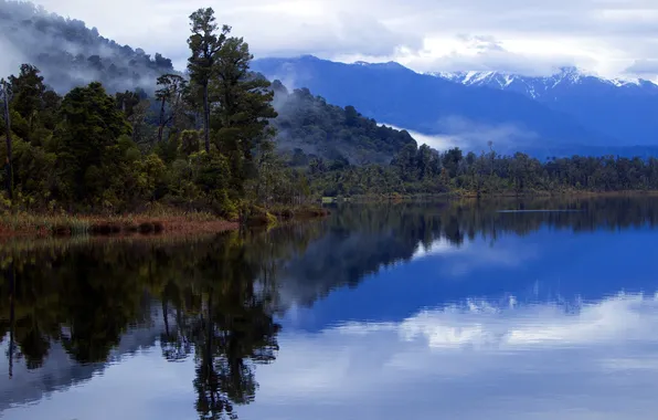Пейзаж, горы, ночь, озеро