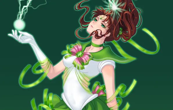 Картинка девушка, зеленый, молния, форма, sailor jupiter, Bishoujo senshi sailor moon, Kino Makoto