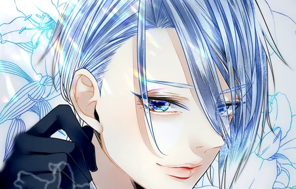 Взгляд, парень, синие глаза, Touken Ranbu, Танец Мечей