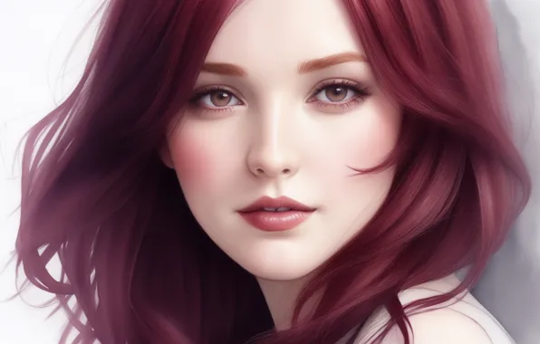 Девушка, женщина, рисунок, красота, акварель, girl, красивая, коричневый