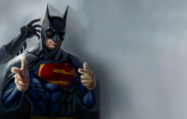 Batman, юмор, superman, artwork, superheroes