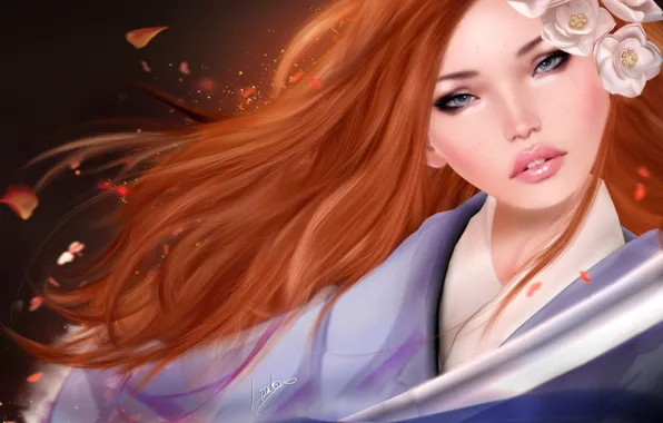 Картинка девушка, волосы, рыжая