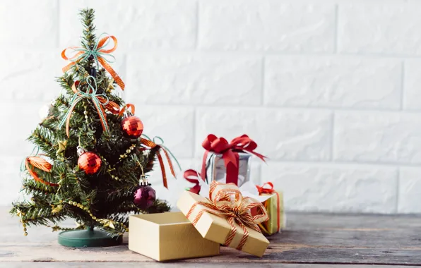 Украшения, елка, Новый Год, Рождество, подарки, Christmas, wood, tree
