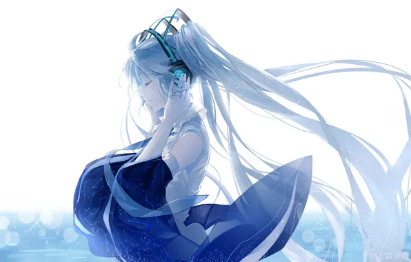 Картинка девушка, аниме, профиль, vocaloid, hatsune miku