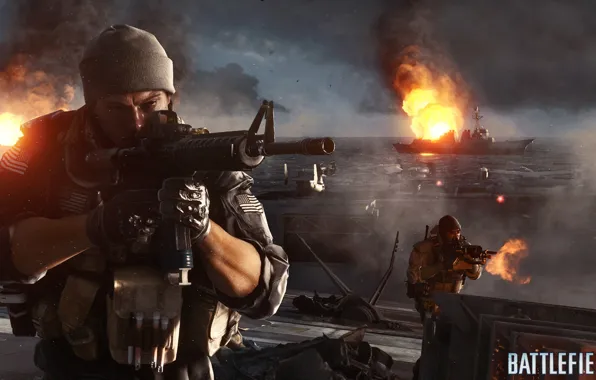 Море, оружие, бой, солдаты, battlefield 4