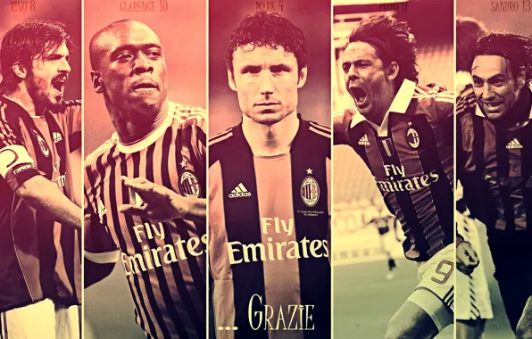 Wallpaper, sport, football, legends, AC Milan, players, Clarence Seedorf, Filippo Inzaghi