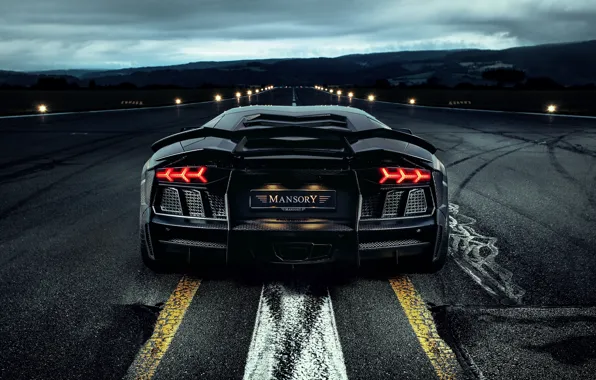 Дорога, сила, вечер, Lamborghini, мощь, LP700-4, Aventador, Mansory