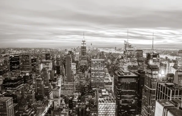 Lights, USA, United States, New York, Manhattan, NYC, New York City, Skyline