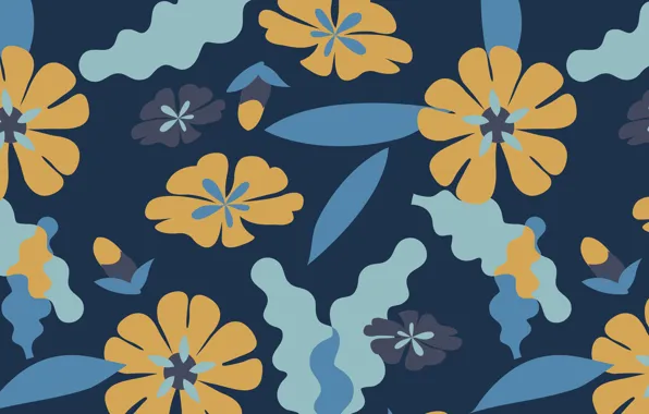 Цветы, синий, фон, текстура, Pattern, Floral