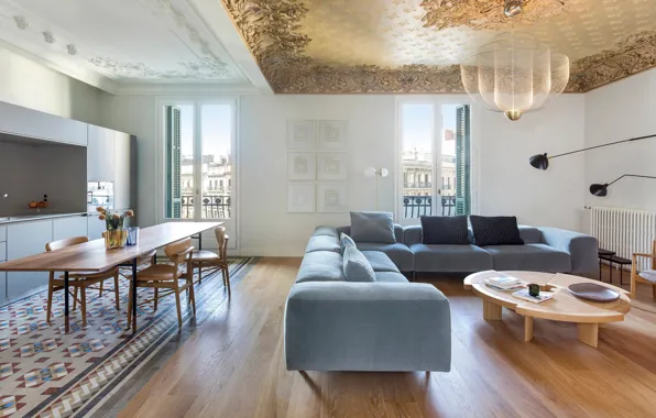 Интерьер, кухня, гостиная, столовая, by Estudio Vilablanch, Casa Burés
