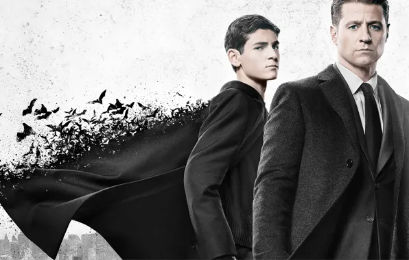 Город, фон, фантастика, костюм, вороны, сериал, постер, TV Series