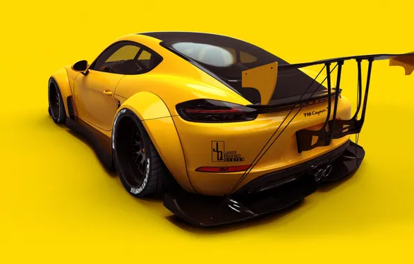 Авто, Желтый, Porsche, Машина, Фон, 718, Porsche 718, Transport & Vehicles