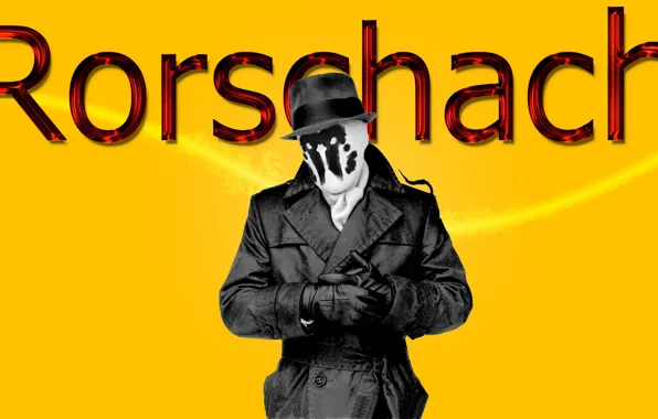 Маска, Watchmen, Роршах, хранители, желтый фон, Rorschach, супрегерои