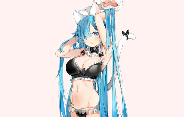 Girl, sexy, lingerie, pantsu, bra, cleavage, panties, long hair