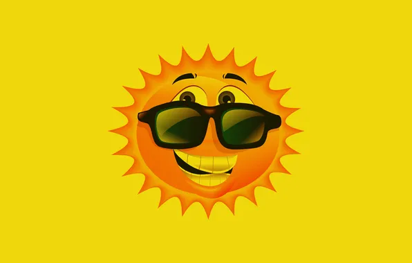 Картинка солнце, желтый, улыбка, очки, smile, sun, светит