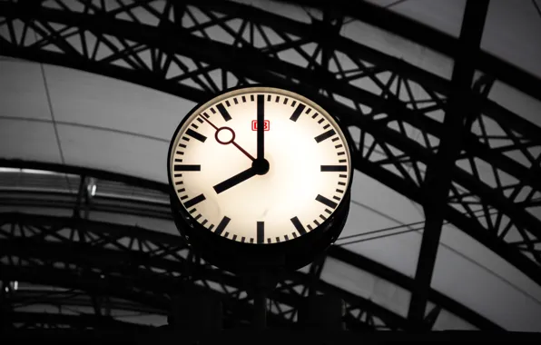 Город, часы, вокзал, black, minimalistic, clock
