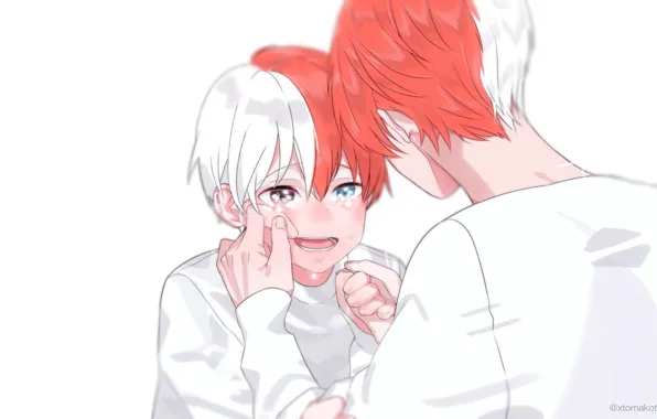 Парень, двое, слёзы, Моя геройская академия, Todoroki Shouto, My Hero Academia, Boku No Hero Academia, …