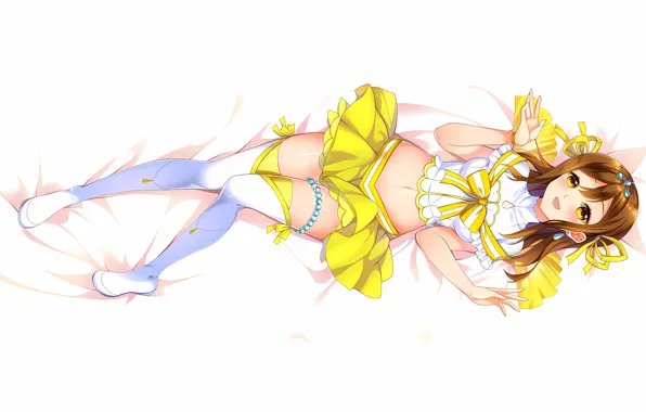 Girl, sexy, thighhighs, long hair, legs, brown hair, anime, beautiful