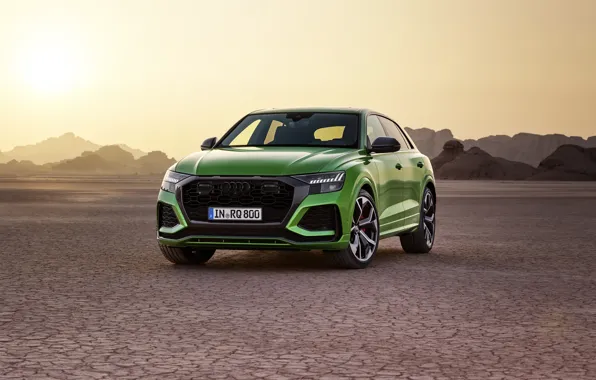Закат, Audi, пустыня, кроссовер, 2020, RS Q8