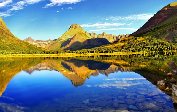 Небо, горы, природа, США, Glacier, Montana