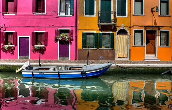 Окна, дома, Италия, Венеция, канал