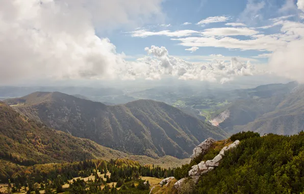 Autumn, mountains, clouds, Velika planina, Slovenija