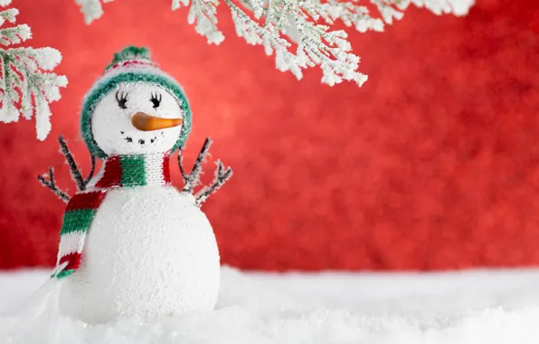Зима, снег, Новый Год, Рождество, снеговик, Christmas, winter, snow