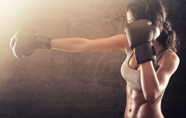 Woman, boxing, gloves