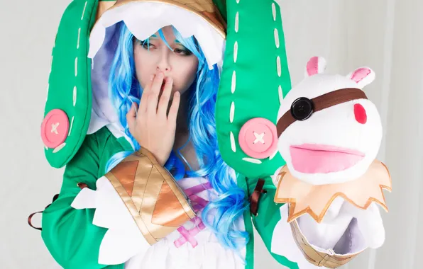 Game, woman, anime, cosplay, Date A Live, blue hair, grl