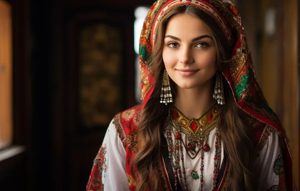 Взгляд, девушка, лицо, портрет, ИИ-арт, нейросеть
