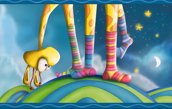 Картинка звезды, ноги, цвет, жираф, носки