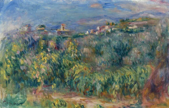 Картина, 1910, Пьер Огюст Ренуар, Pierre Auguste Renoir, Пейзаж в Провансе. Кань-Сюр-Мер