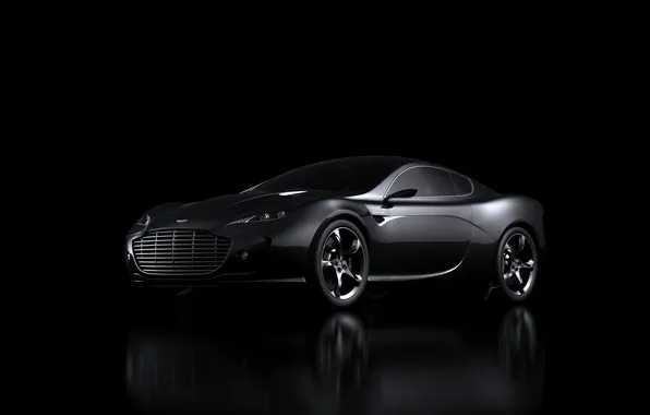 Aston Martin, Отражение, Авто, Черный, Gauntlet, Спорткар