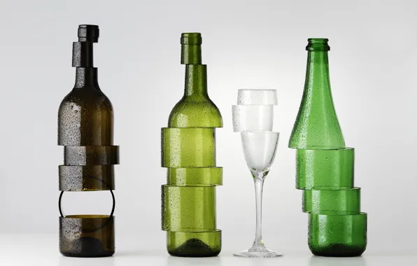 Бокал, бутылки, нарезка, Sculpture Bottle