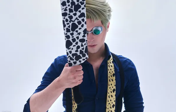 Очки, парень, секира, косплей, блондин, cosplay, Грейсон, GraysonFin cosplay