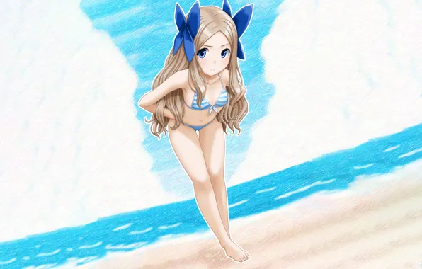 Girl, sexy, cleavage, long hair, boobs, anime, blue eyes, beautiful