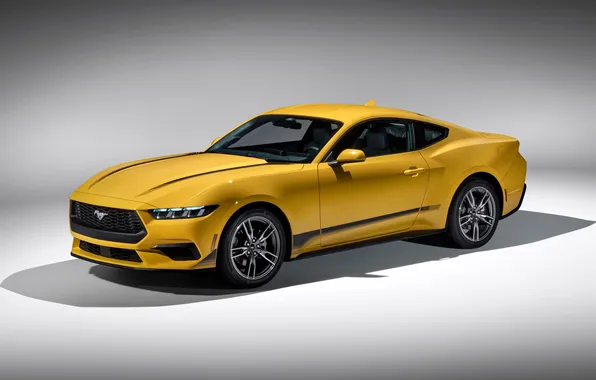 Картинка Mustang, Ford, Yellow, Metallic, EcoBoost