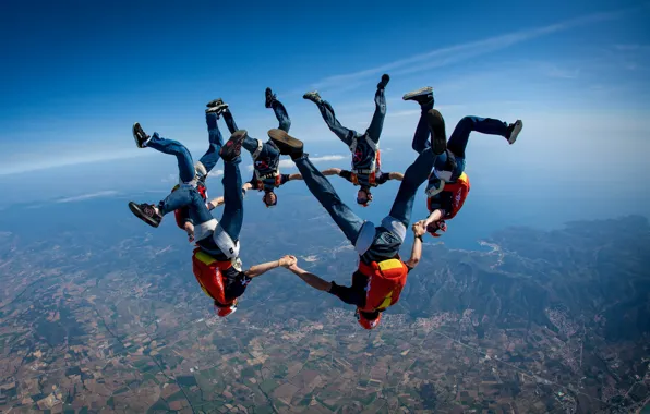 Freestyle, skydiving, skydivers, headdown, extreme sport, freefly, freeflying