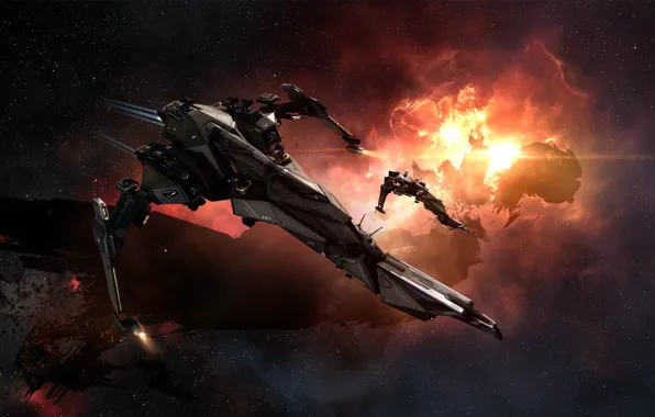 Туманность, станция, Космос, space, руины, битва, космический корабль, eve online